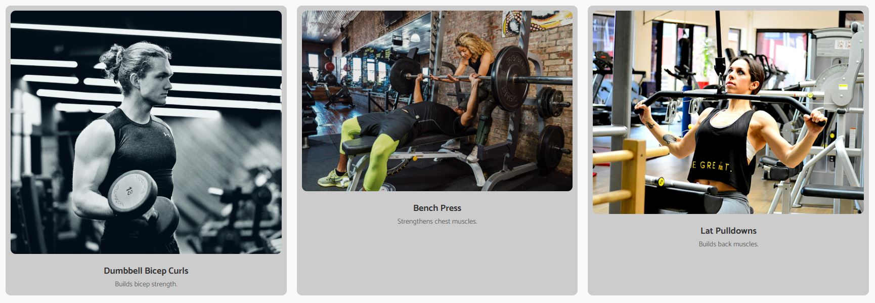 Exercise selection popup