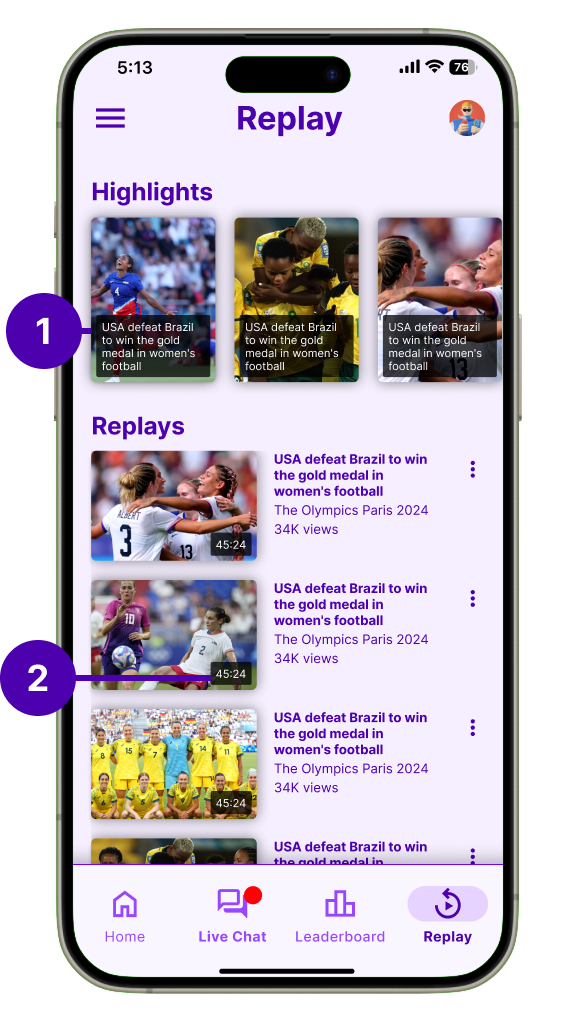 Original replay screen without filters